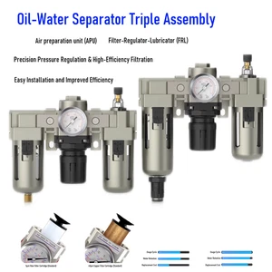 Industrial-Grade FRL Unit 5μm AF3000 Oil Water Separator0-1.2MPa AR Valve AL4000 - Picture 1 of 98