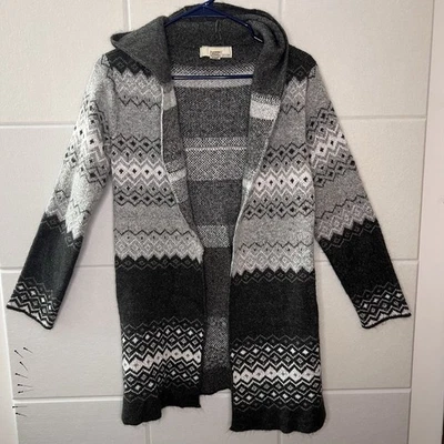 Suéter cárdigan largo túnica mujer con capucha talla L grande 12-14 gris Foto 1 de 4