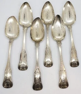 6 Frederick Marquand Kings Coin Silver Serving Spoon Antique c1825 - Picture 1 of 10