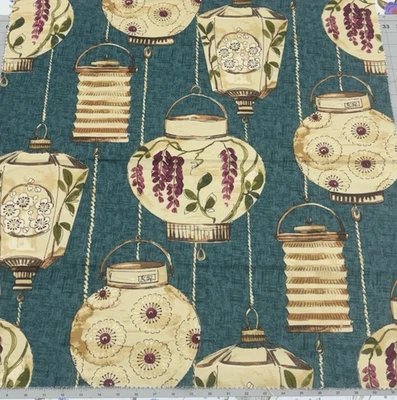 Waverly Illuminata Paper Lanterns Japanese Fabric Sample Peacock #14 - Image 1 of 4