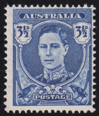 ACSC 231Aa - 1942~51 Australia Blue 3½d KGVI Stamp MH - (Thin Paper .075mm) - Image 1 of 3