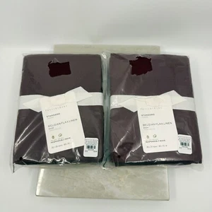 Pottery Barn Merlot Belgian Flax Linen StandardShams Set Of 2 Luxury Natural NEW - Picture 1 of 5