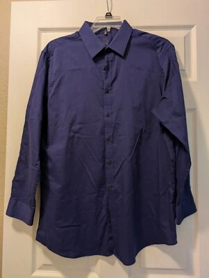 Geoffrey slim fit 17" long sleeve 32/33 button shirt stretch wrinkle free Purple - Image 1 of 2