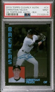 2019 Topps klar authentisch Christian Yelich Auto schwarz #/75 PSA 9 Low POP - Bild 1 von 2