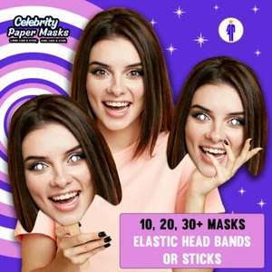 Personalised Photo Face Masks Party Accessory For Hen Parties Stag Birthdays - Picture 1 of 11