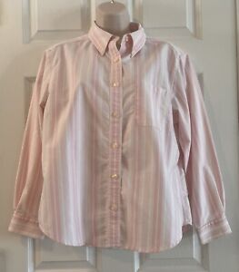 L.L Bean Cotton Long Sleeve Collared Button Down Shirt Pink Stripes Women’s MP