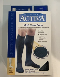 Activa H3403 Men’s Microfiber Firm Knee High Dress Socks-Black Small 20-30mmHg - Picture 1 of 6