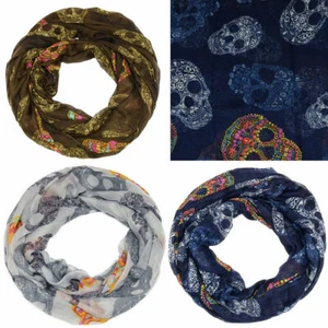 Pañuelo calavera bufanda lazo calavera estilo gótico punk pañuelo nuevo negro gris bufanda - Imagen 1 de 7