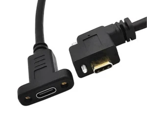 USB C Screw Locking Panel Mount Cable 10Gbps | Male to Female | 0.3m - Picture 1 of 6