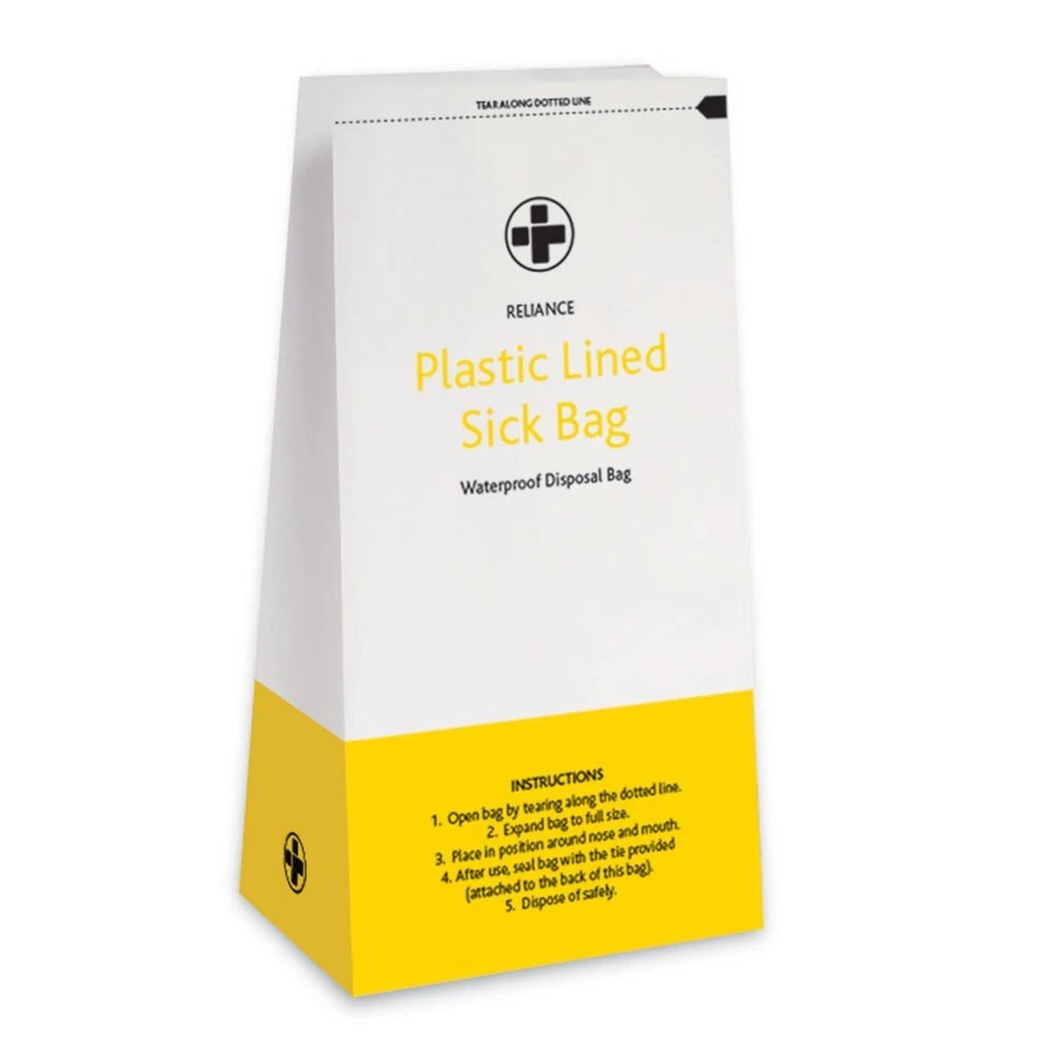 RELIANCE Premium Sick Vomit Bags - Durable Plastic Lined FOr Travel Sea Motion
