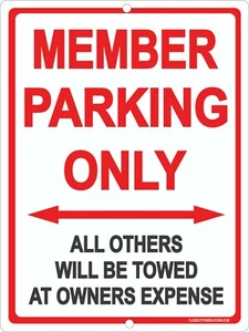 Letrero de solo estacionamiento para miembros de 9"x12" de metal para membresía de club privado - Imagen 1 de 3