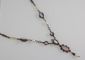 SORRELLI Natural Gemstones Lariat Necklace opal pearls