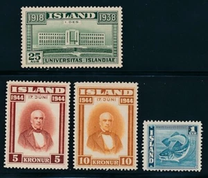 ICELAND (1938-44) 3 MNH: #209, #244 & #245 - Picture 1 of 2