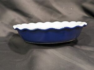 Emile Henry Cobalt Blue 10" Ruffled Pie Plate Dish 31-26 SS6
