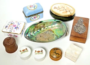 Bundle Vintage Collectable Boxes Mother Of Pearl Soap Dish Wood Ceramic Limoges - Bild 1 von 24