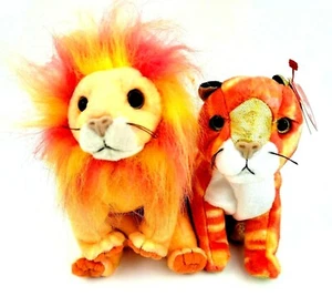 TY Beanie Baby Sternzeichen Tiger 6,5 Zoll und Beanie Buddy Bushy Löwe 7 Zoll Spielzeug 2er Set - Bild 1 von 12
