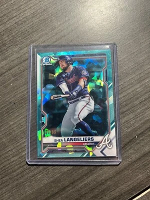 2021 Bowman Chrome Sapphire Shea Langeliers Card #BCP-157 Atlanta Braves /99 A2 - Image 1 of 2