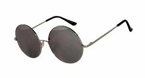Retro Round Vintage Sunglasses Mirrored Lens Metal Silver Spring Hinge 56 mm - Picture 1 of 5