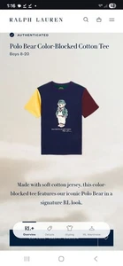 Polo by Ralph Lauren Kids' Multicolor Bear Graphic T-Shirt L 14-16 - Picture 1 of 6