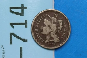 1868 3CN 3 THREE CENT NICKEL EARLY US TYPE COIN RAW-714 - Picture 1 of 2