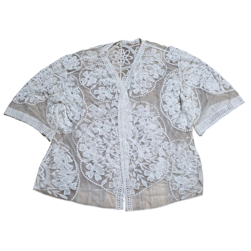 Cárdigan kimono de encaje Umgee para mujer talla grande 2XL blanco boho Foto 1 de 4