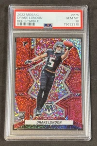 2022 Panini Mosaic Drake London NFL Debut #275 Red Sparkle Prizm RC PSA 10 - Picture 1 of 2