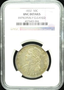 1832 Capped Bust Half Dollar NGC Unc Details Improperly Cleaned #I375 - Picture 1 of 2