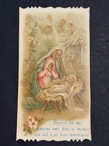 carta sacra cromolitografia santino immagine pieuse "NACIMIENTO GESÙ" - Foto 1 di 1