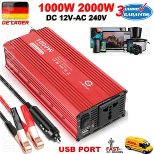 Spannungswandler 1000W 2000W DC 12V auf AC 230V Inverter Wechselrichter USB Car - Bild 1 von 13