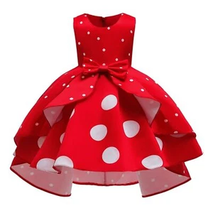 Girls Party Polka Dot Princess Dress Wedding Flower Girl Kids Dresses Xmas Gifts - Picture 1 of 24