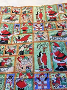 Kringle Crunch Bunch Frames Santa Elf Fairy Reindeer Christmas Fabric BTY - Picture 1 of 2