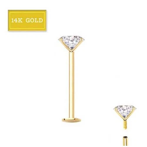 ANILLO TRAGUS OREJA LABRET LABIO LABRET OREJA ORO MACIZO 14K 16G ROSCADO INTERNAMENTE 2MM CIRCONITA Foto 1 de 1