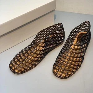 Flat Shoe Women Black Jelly Mesh Ballet Flats Clear Hollowed out Ballerina Sz 7 - Picture 1 of 6