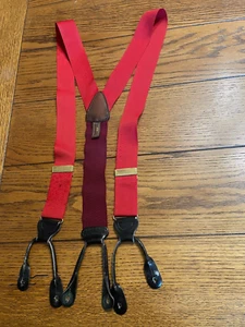 Tirantes elásticos Trafalgar para hombre tirantes rojos - piezas de botones de cuero borgoña - Imagen 1 de 10