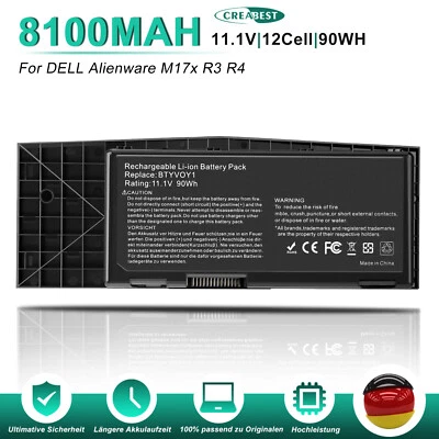 89WH 12Cell BTYVOY1 7XC9N C0C5M 5WP5W Akku Für Dell Alienware M17X R3 R4 318-039 - Bild 1 von 4