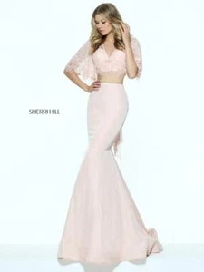 Sherri Hill 50877 Rouge Rosa 2 Stück Crop Top Meerjungfrau Kleid Dress Gr. 0 - Bild 1 von 3