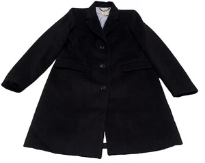 J Crew Women’s Sz 12 Black Wool Peacoat Long Topcoat Classic Coat - Picture 1 of 14