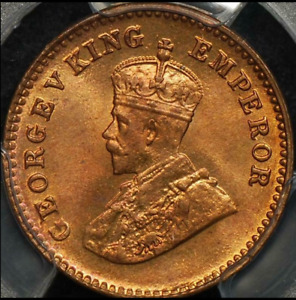 :1933(c) INDIA BRITISH 1/12 ANNA PCGS MS-65-RB RED-BROWN LOW POP R-8 HIGH-GRADES