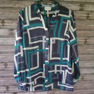 Laundry by Shelli Segal Women's Long-Sleeved Button-down Blouse Size S V-Neck - Picture 1 of 7