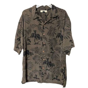 Tommy Bahama Large Hawaiian Palm Tree Leaves Camp Silk Button Down Shirt Size L - Picture 1 of 6