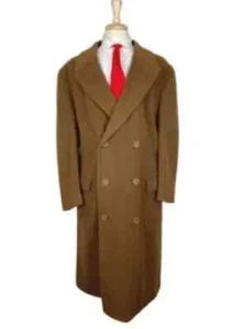 RARE Vintage Giorgio Armani Tan Cashmere/Wool 42L Double Breasted Overcoat Long - Picture 1 of 1