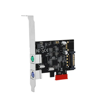 PCI Express 2 Ports PS2 PS/2 for PC Keyboard Mouse Adapter Expansion Card - Image 1 of 4