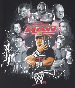NOS Vintage WWE RAW T-Shirt L Y2K Kane Cena Jericho CM Punk Rey Mysterio Batista - Picture 1 of 3