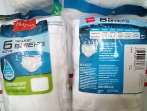 Hanes Boys Comfortsoft White Tagless Briefs Size L14-16 6 pair NEW Set Of 2 = 12 - Picture 1 of 3