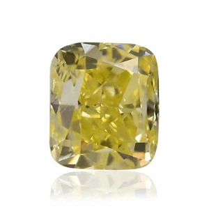 Diamante natural amarillo intenso de lujo de 0,47 TCW corte cojín hecho a mano diamante - Imagen 1 de 9