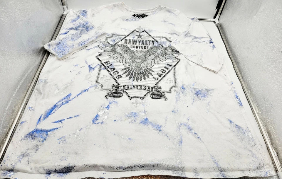 Camisa Rawyalty Para Hombre Talla 5XL Blanco Azul Plata Bling Rock Hip Hop Fiesta  Foto 1 de 4