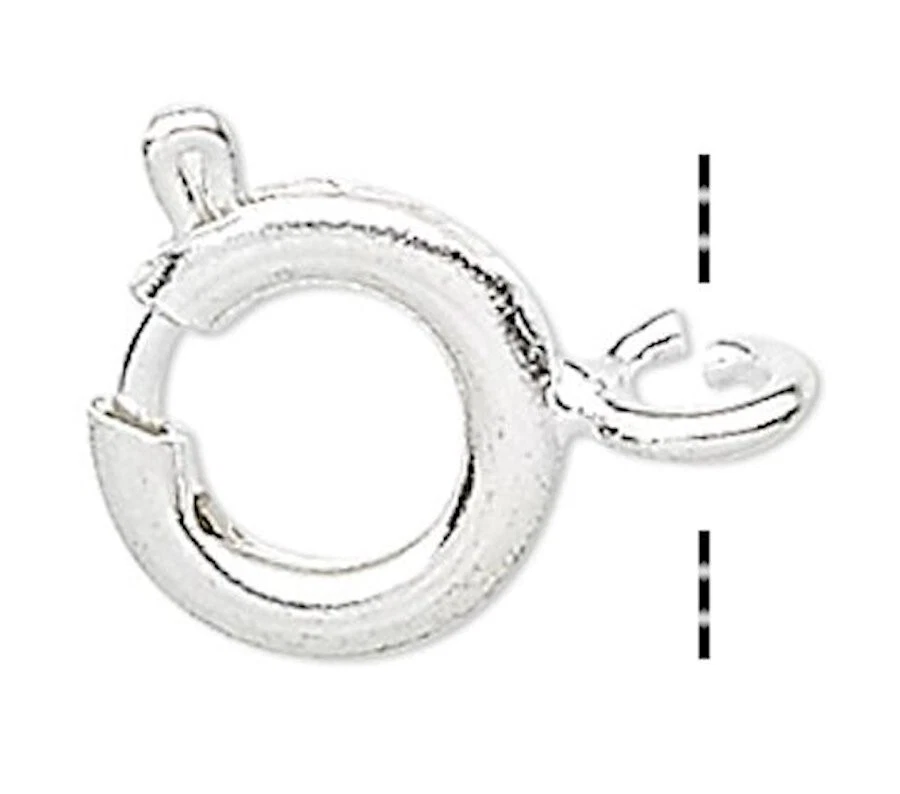Clasp, Springring, 500 Silver Plated Brass 6mm Spring Ring Clasps with Open Ring - Image 1 of 3