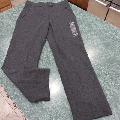NWT Liz Claiborne Size Medium Petite Gray Dress Pants Straight Leg Zip Pockets - Image 1 of 4