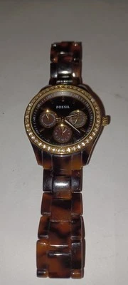 Reloj Fossil Stella ES2795 Mujer 37mm Imitación Tortuga Sheel Banda Batería Nueva  Foto 1 de 4