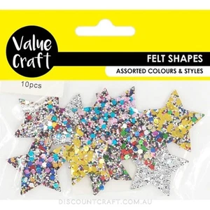 Felt Glitter Stars 10pk - Picture 1 of 1